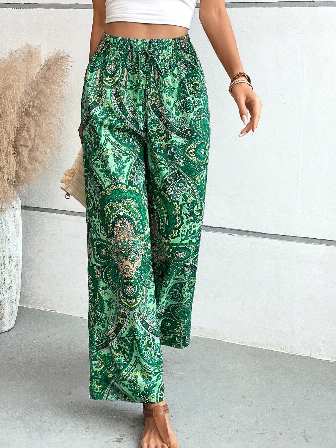 Paisley Printed Wide Leg Pants