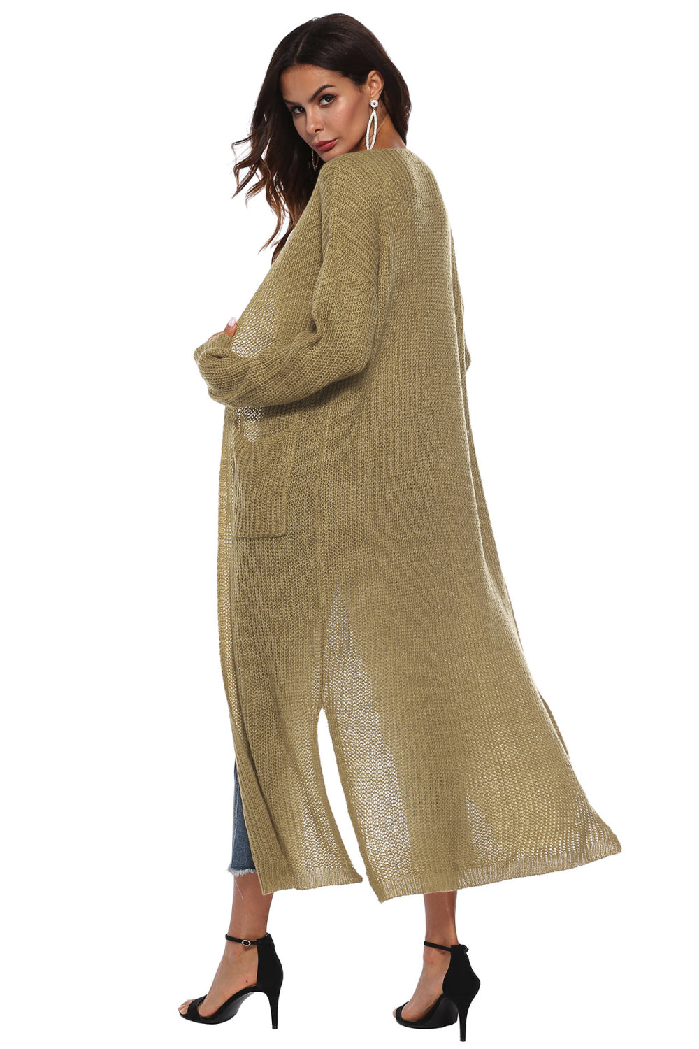 Angela Long Sleeve Open Front Buttoned Cardigan