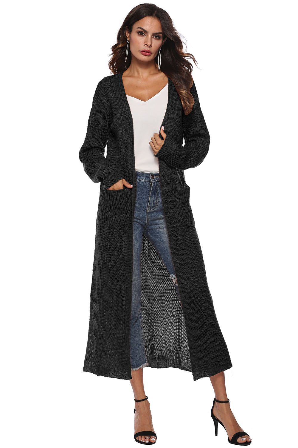 Angela Long Sleeve Open Front Buttoned Cardigan