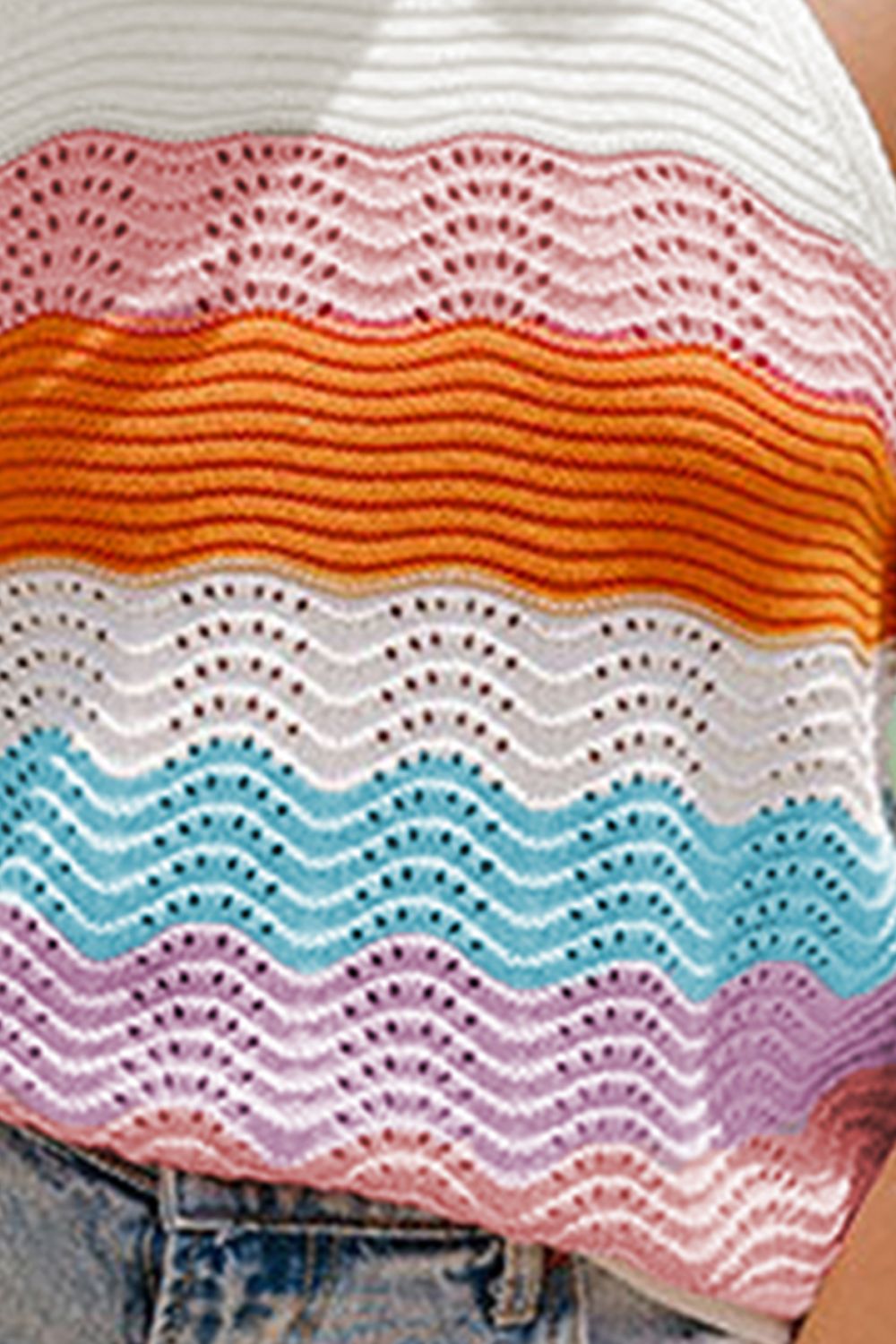 Color Block Round Neck Knit Top