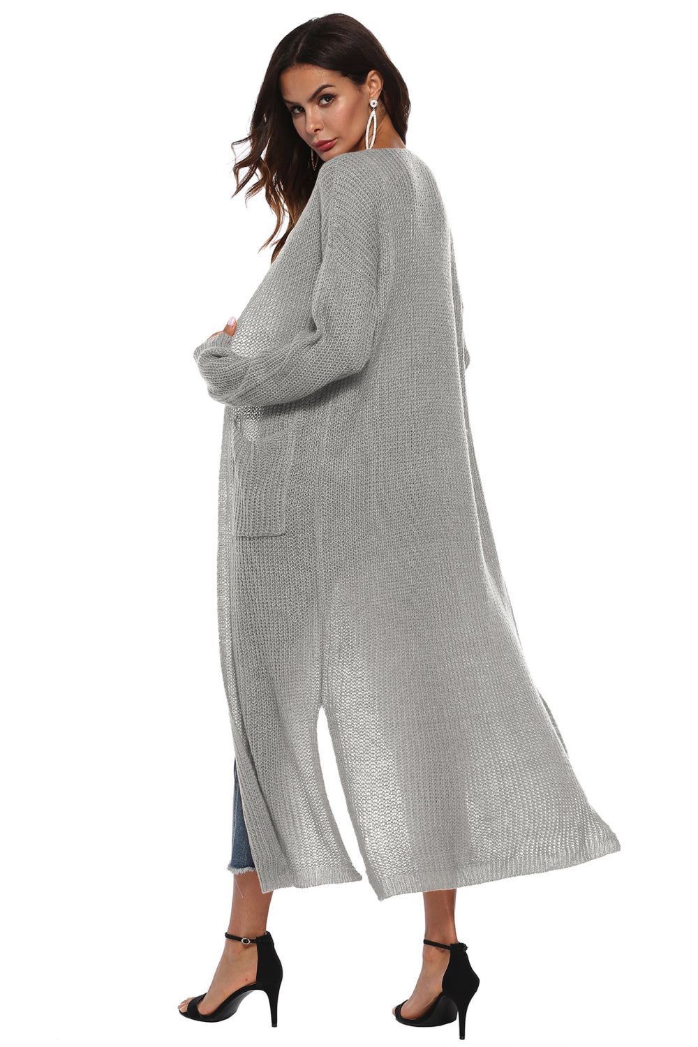 Angela Long Sleeve Open Front Buttoned Cardigan