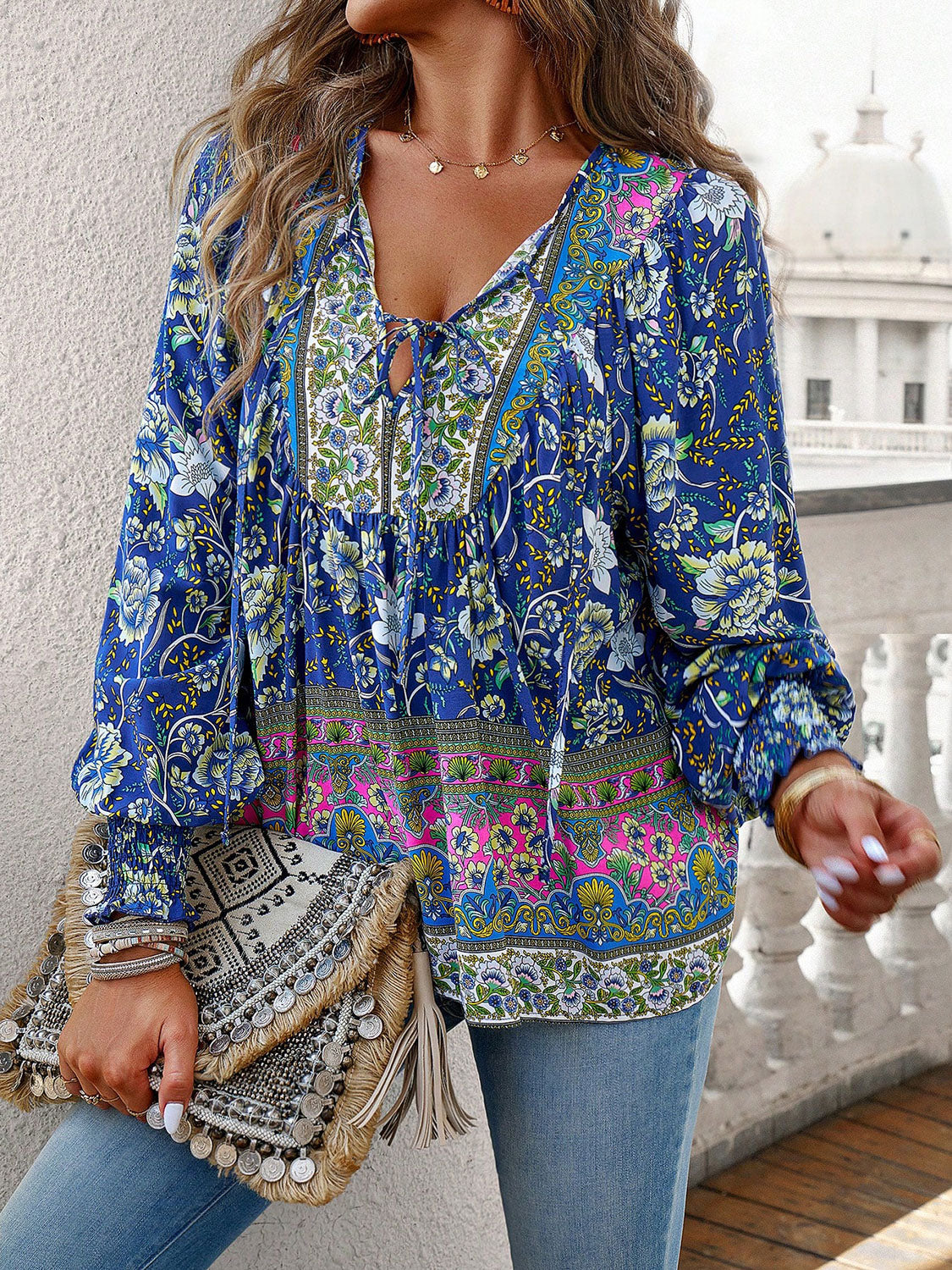 Phoebe Bohemian Tie Neck Blouse