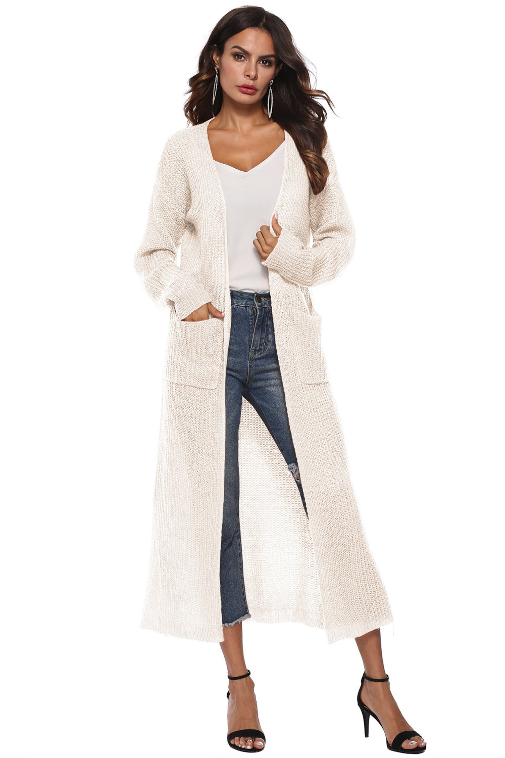 Angela Long Sleeve Open Front Buttoned Cardigan