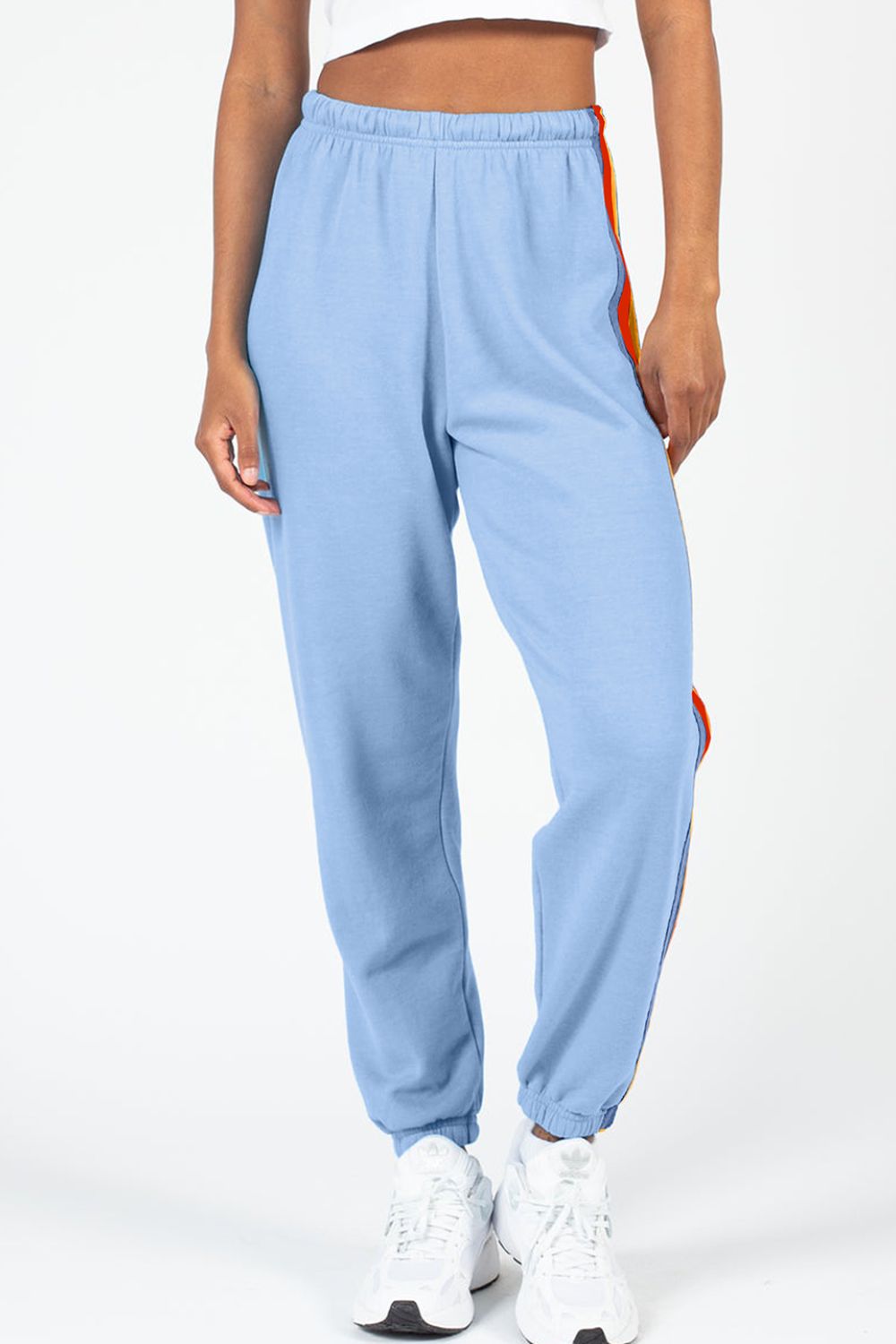 Amelia Contrast Striped Elastic Waist Active Pants