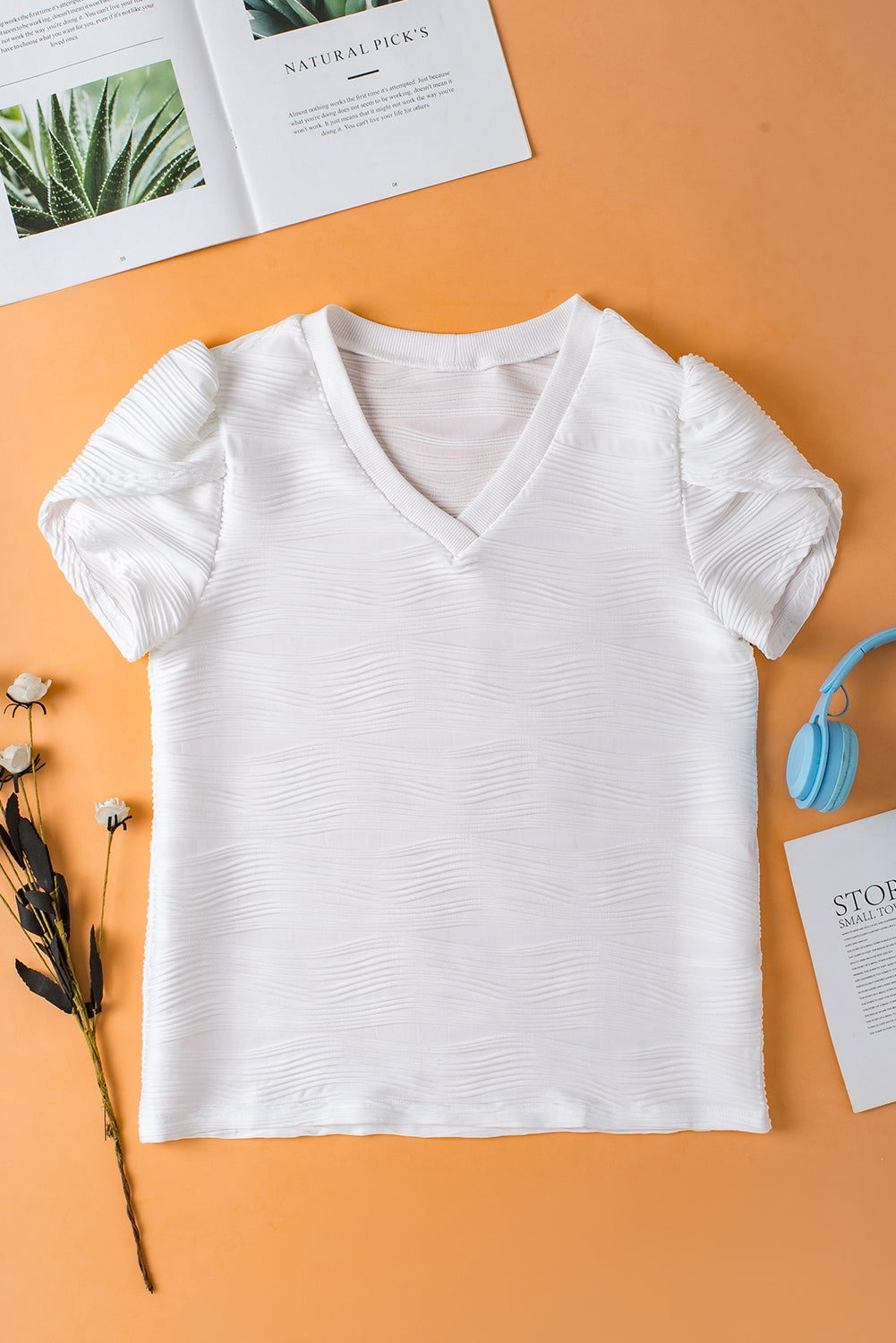 Peyton V-Neck Petal Sleeve Blouse