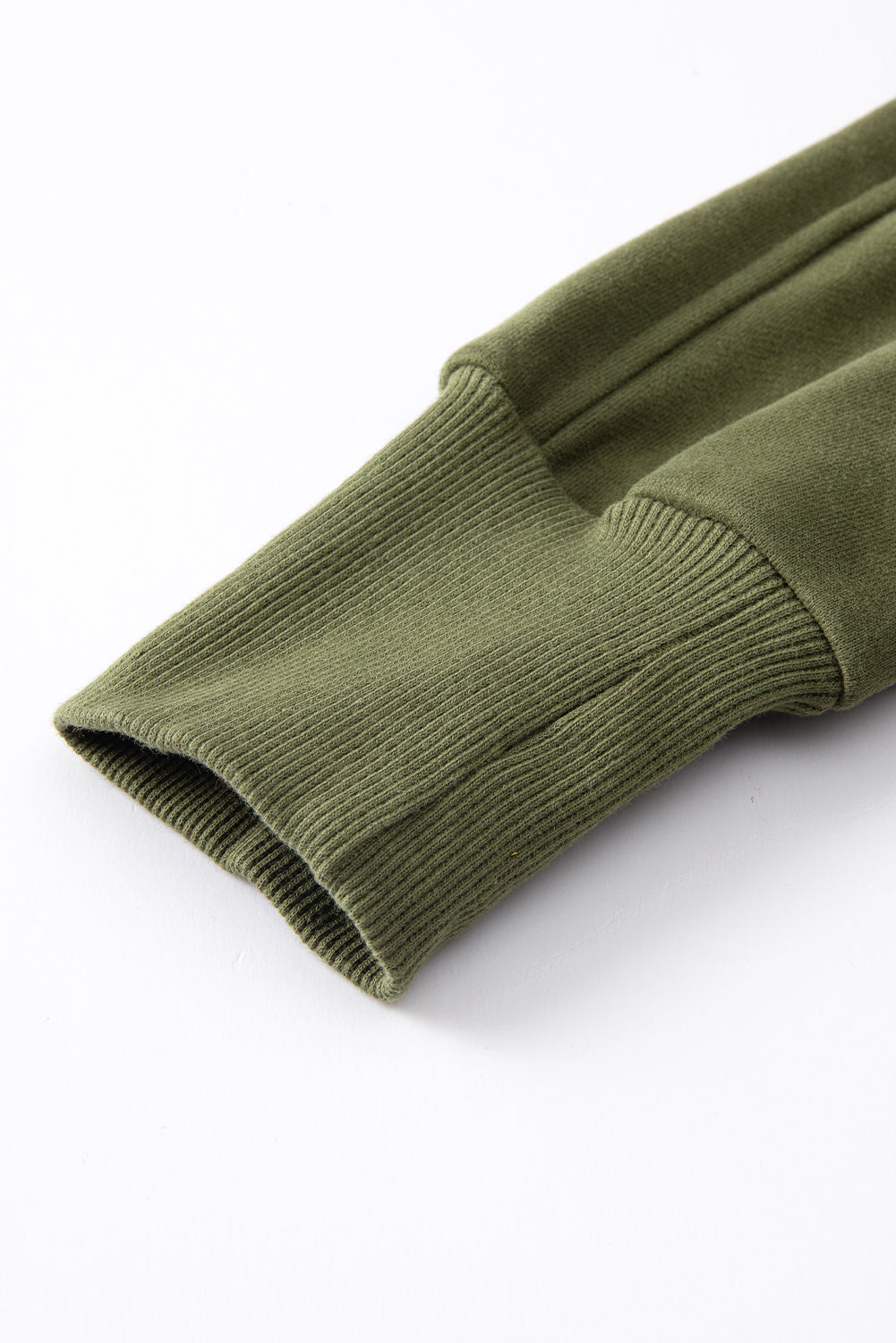 Hunter Green Zip Up Stand Collar Ribbed Thumbhole Sleeve Sweatshirt