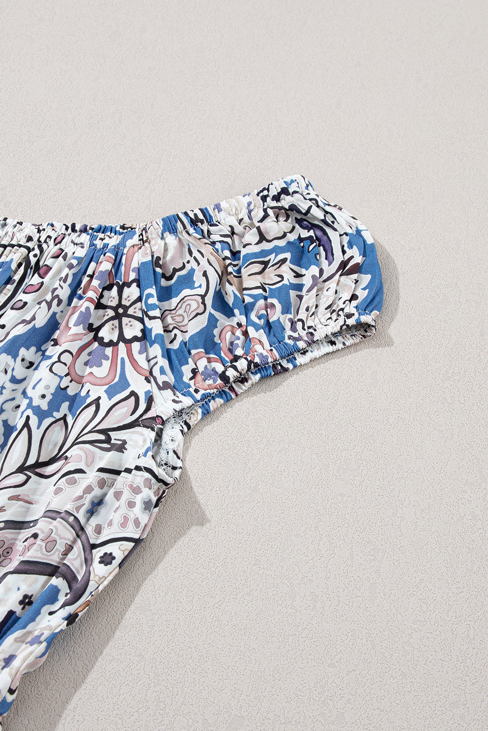 Boho Blue Paisley Off Shoulder Maxi Dress