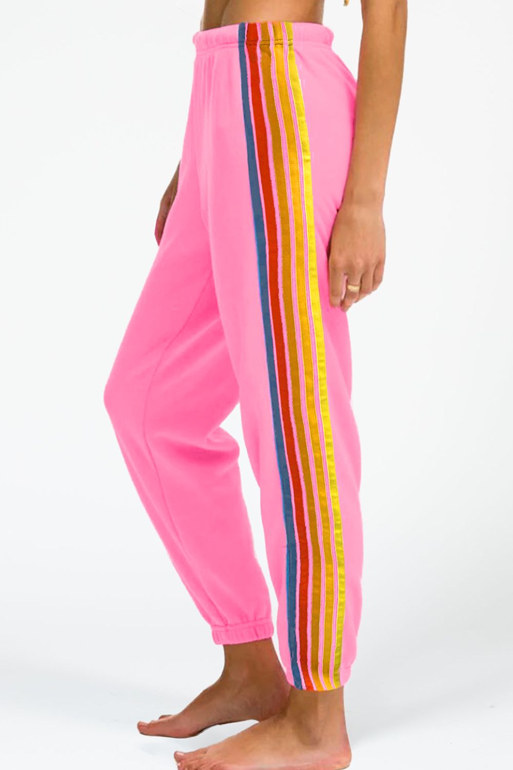 Amelia Contrast Striped Elastic Waist Active Pants