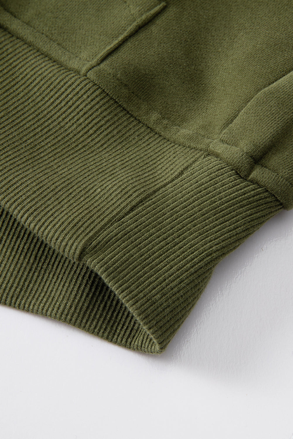 Hunter Green Zip Up Stand Collar Ribbed Thumbhole Sleeve Sweatshirt