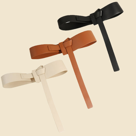 PU Leather Belt in white black or caramel knot detailing in front