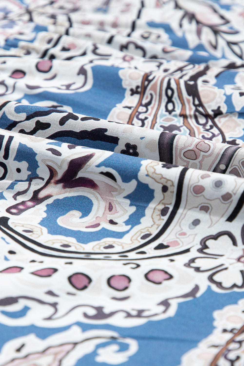 Boho Blue Paisley Off Shoulder Maxi Dress