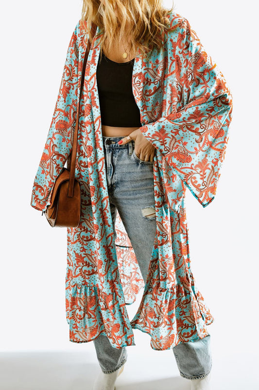 Carrie Printed Open Front Duster Cardigan