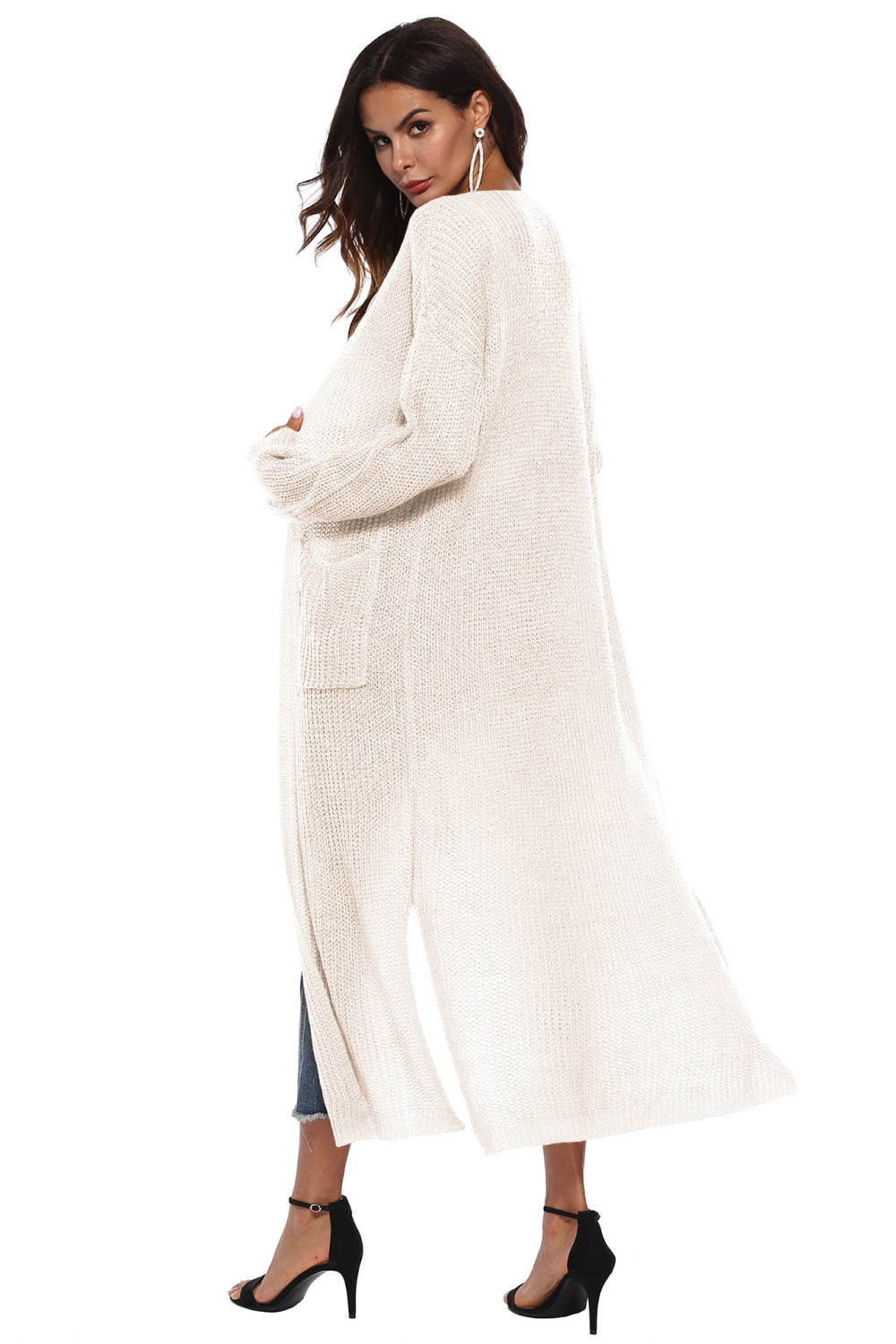 Angela Long Sleeve Open Front Buttoned Cardigan