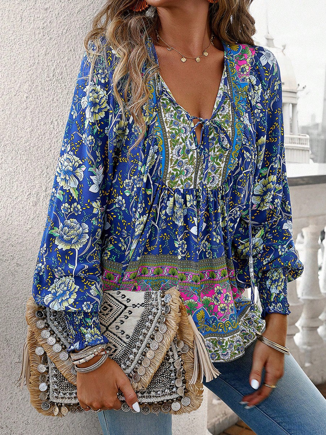 Phoebe Bohemian Tie Neck Blouse