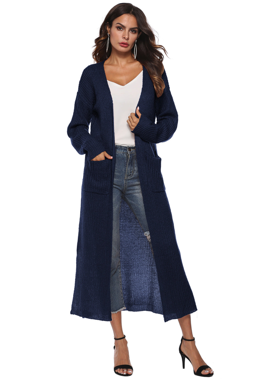 Angela Long Sleeve Open Front Buttoned Cardigan