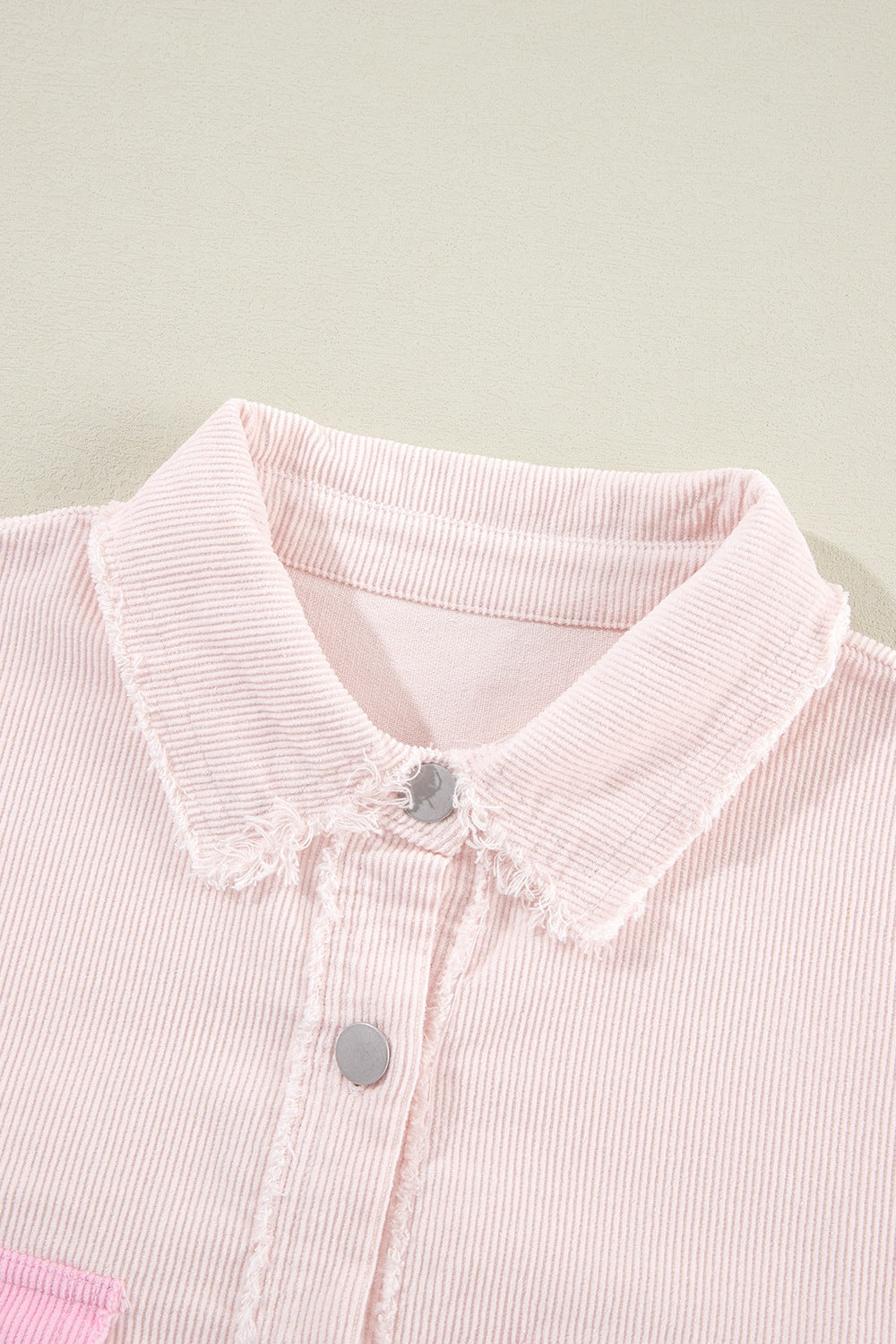 Carrie Two-tone Color Exposed Seam Corduroy Shacket