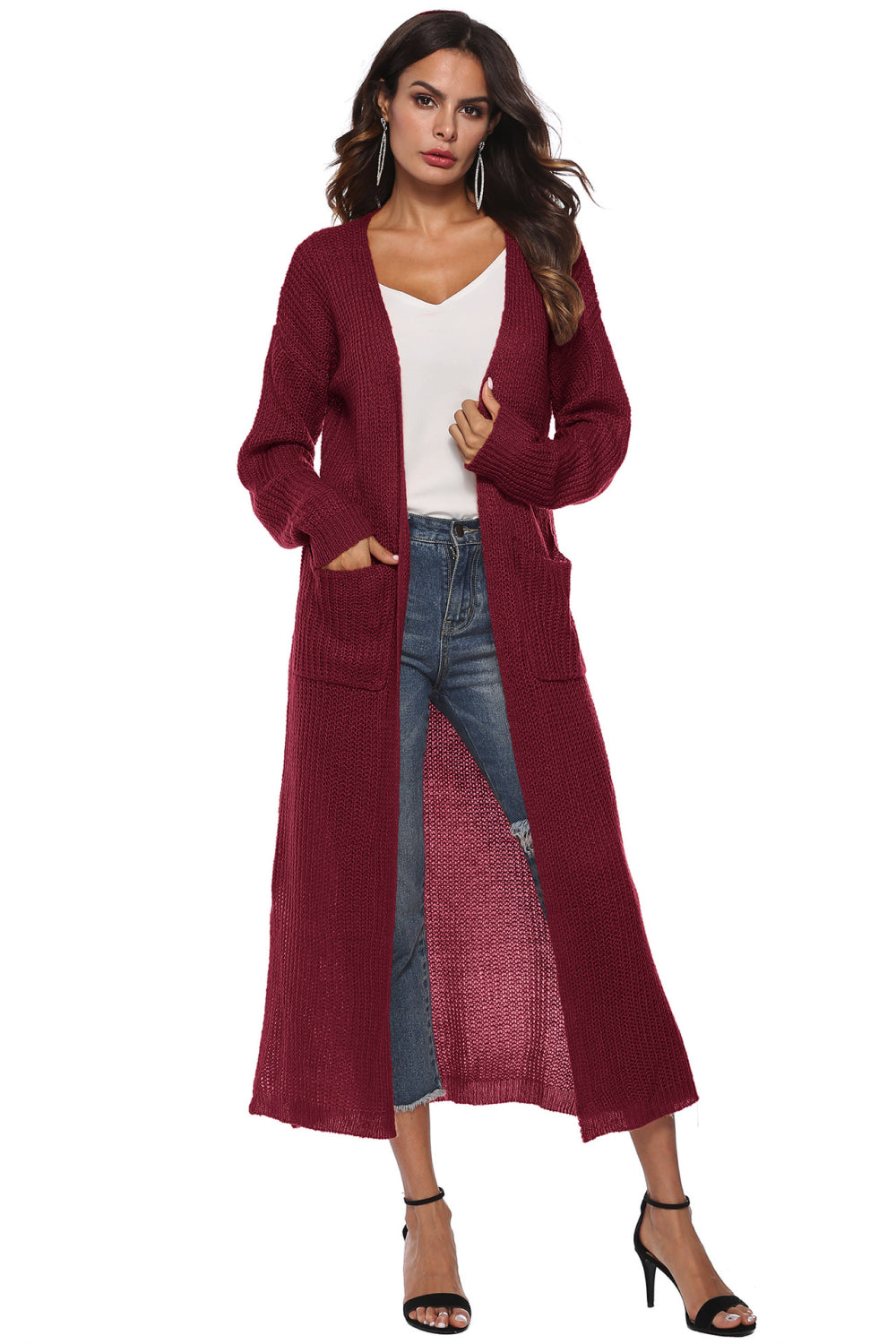Angela Long Sleeve Open Front Buttoned Cardigan