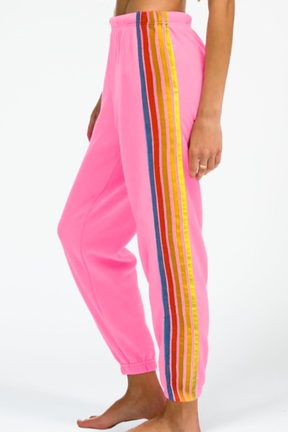 Amelia Contrast Striped Elastic Waist Active Pants