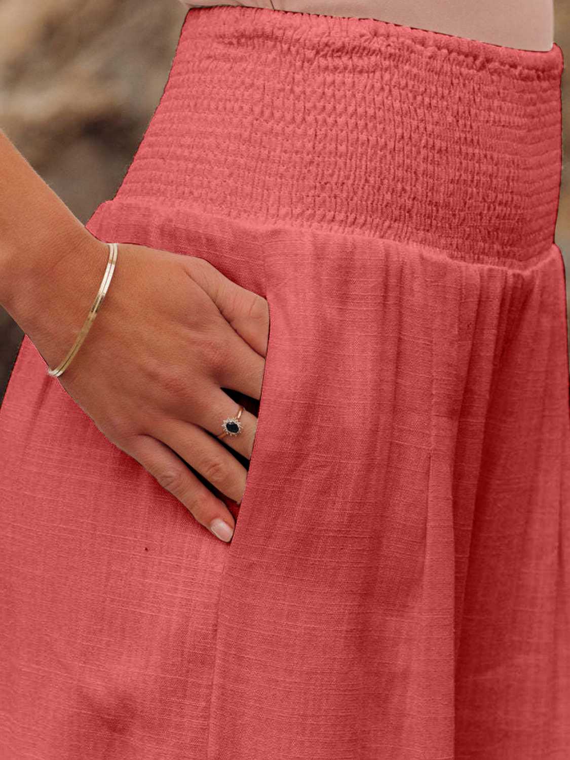 Size Inclusive Smocked Waist Wide Leg Pants