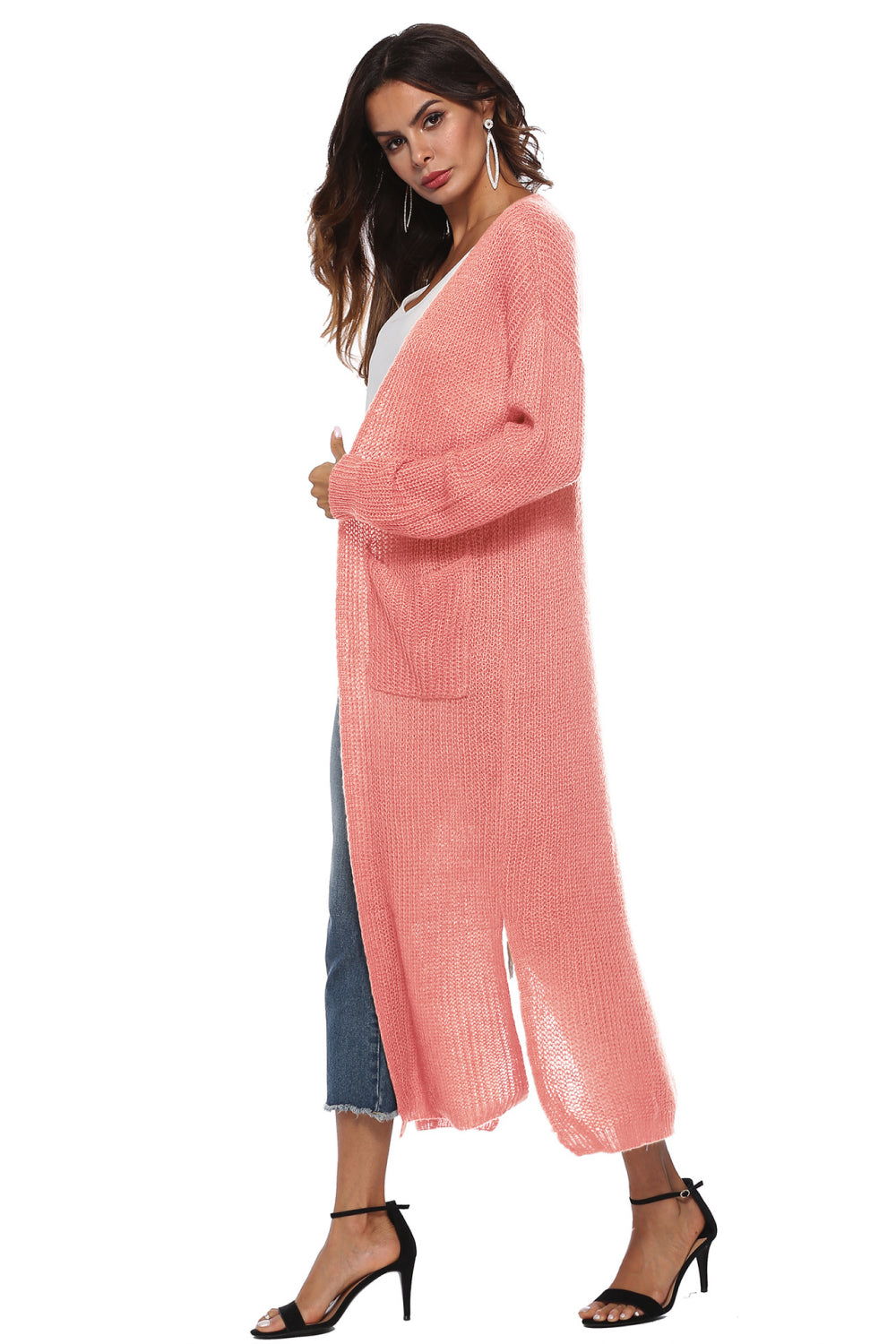 Angela Long Sleeve Open Front Buttoned Cardigan