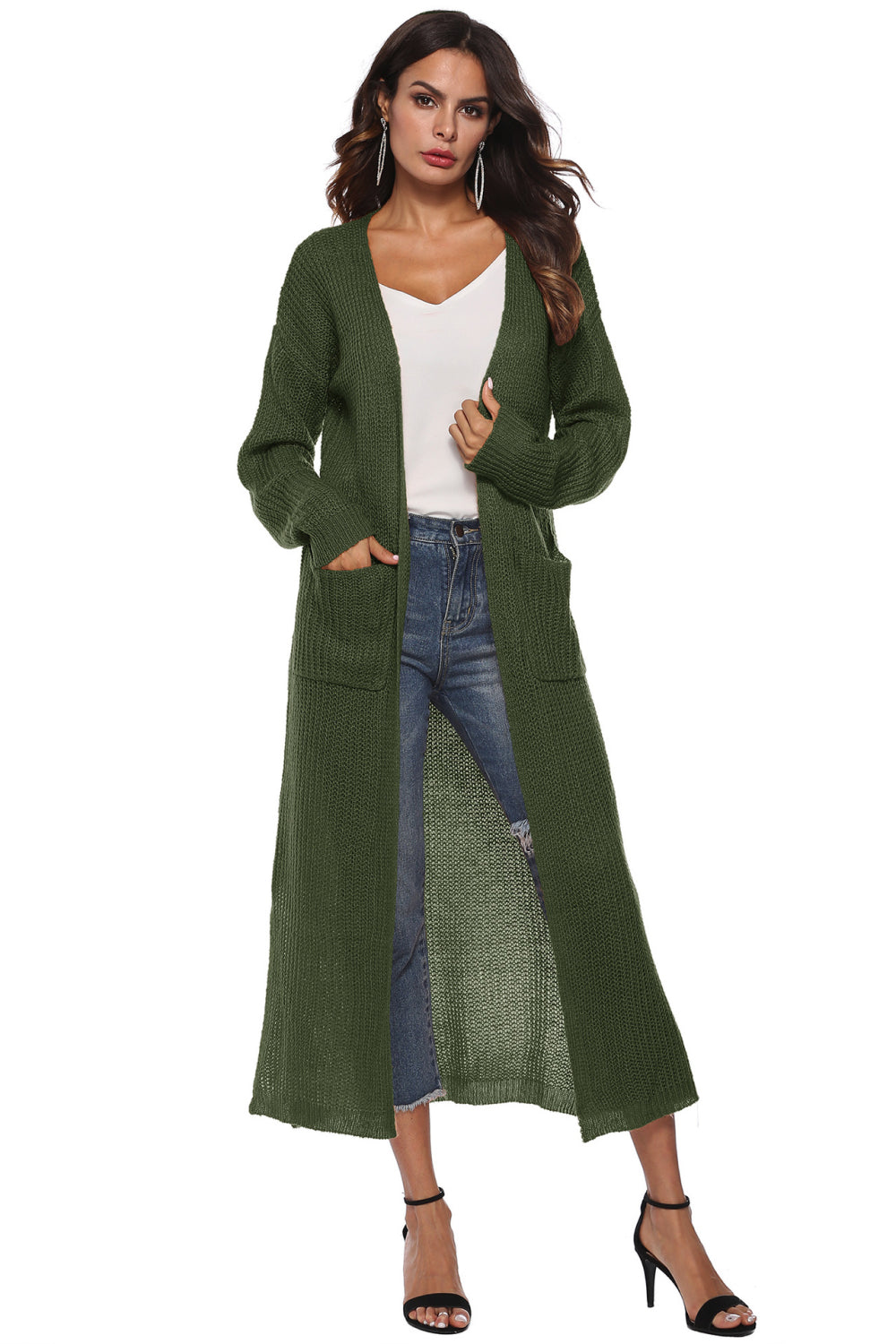 Angela Long Sleeve Open Front Buttoned Cardigan