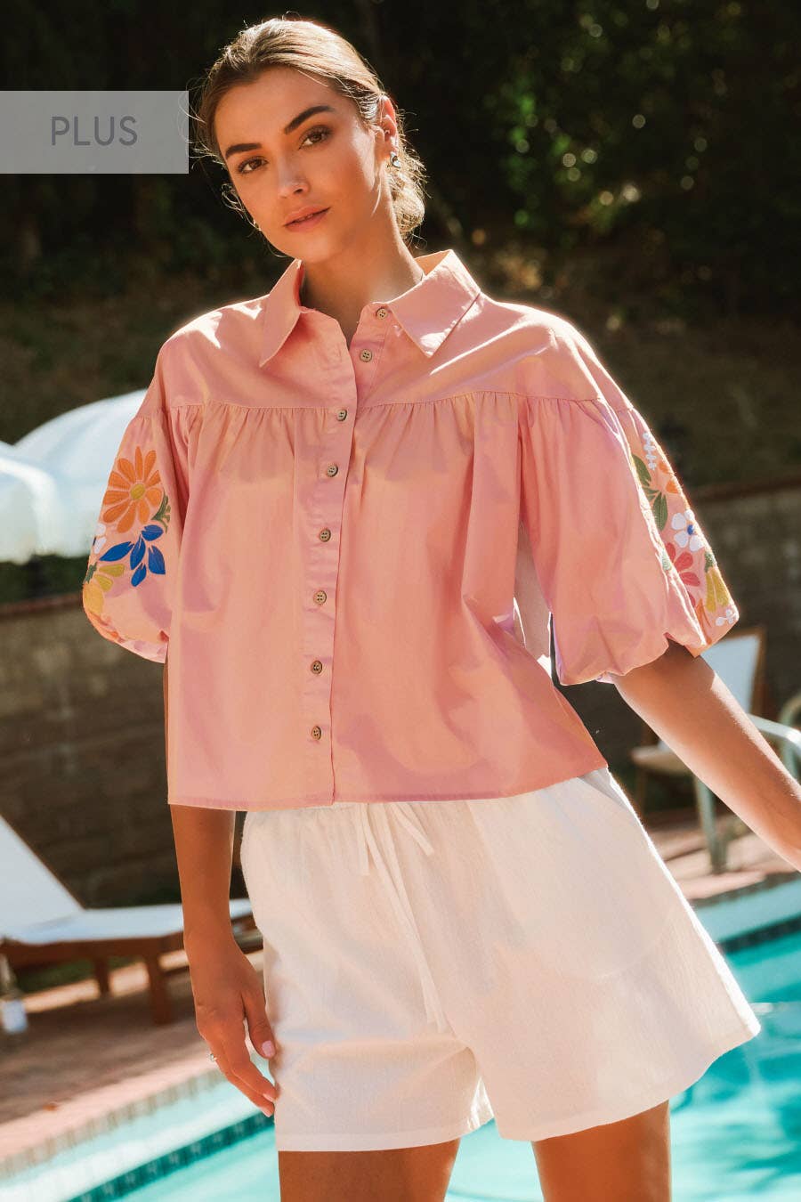 Emily Embroidery Classic Collar Shirts