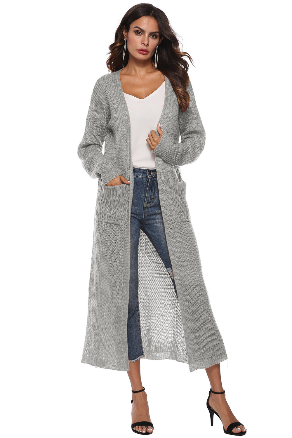 Angela Long Sleeve Open Front Buttoned Cardigan