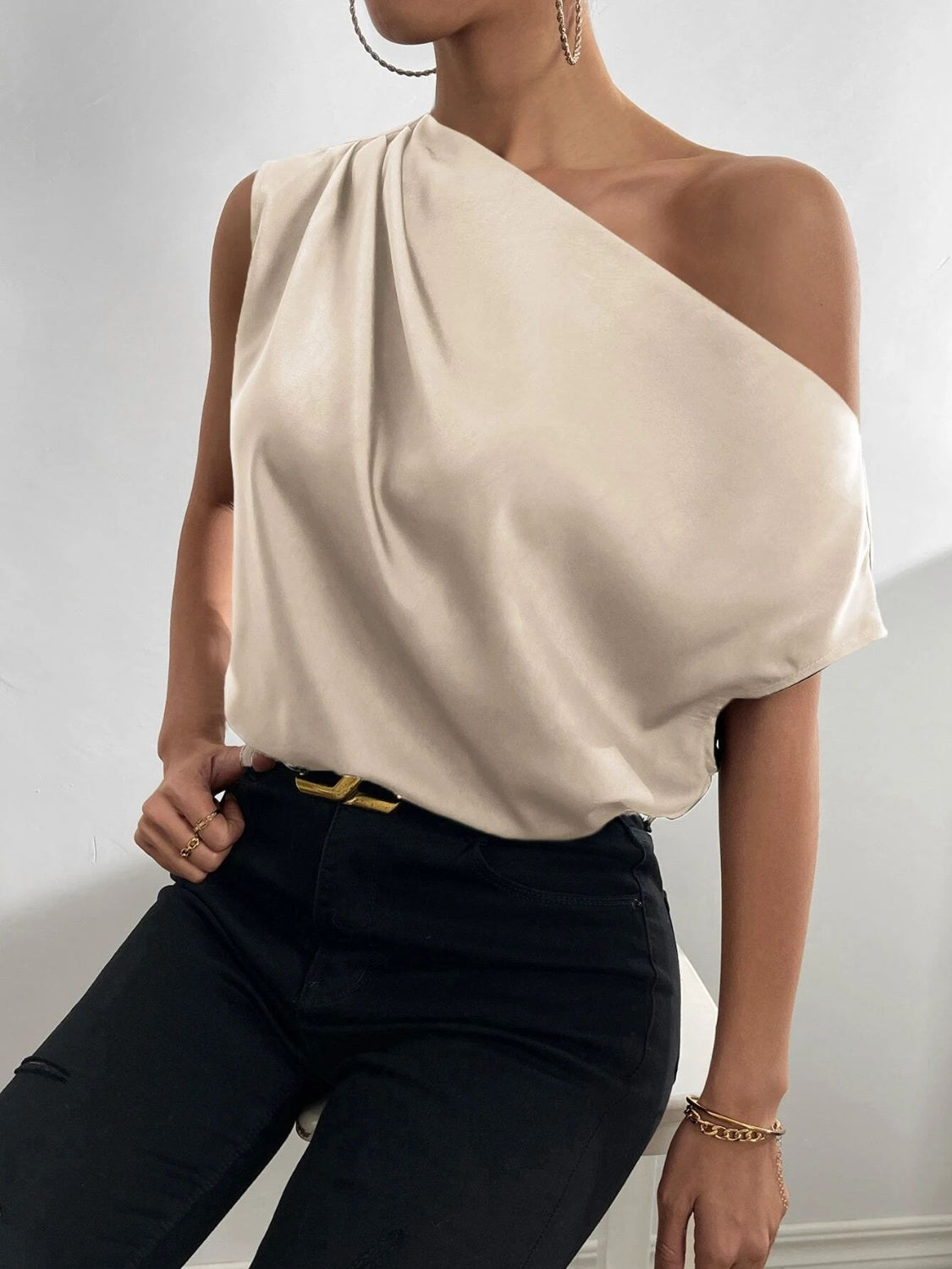 Chelsea Ruched Single Shoulder Blouse