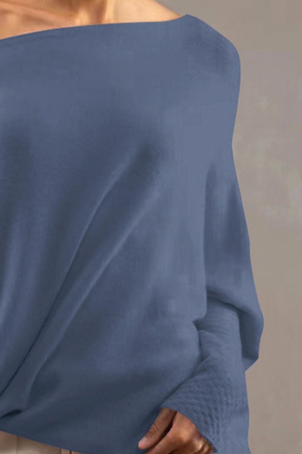 Bateau Neck Batwing Sleeve Knit Top