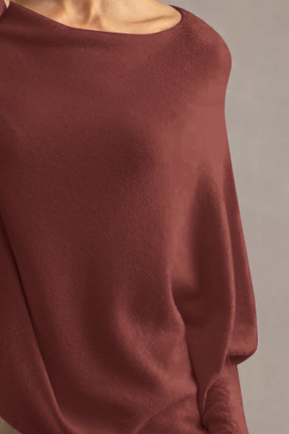 Bateau Neck Batwing Sleeve Knit Top