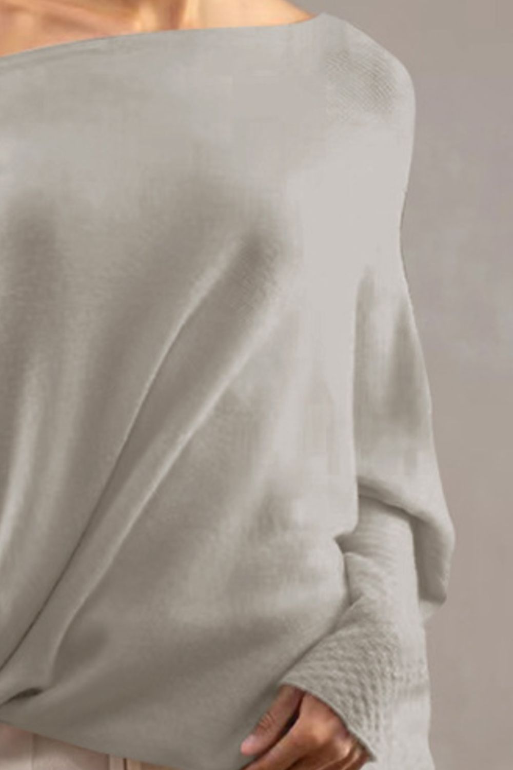 Bateau Neck Batwing Sleeve Knit Top