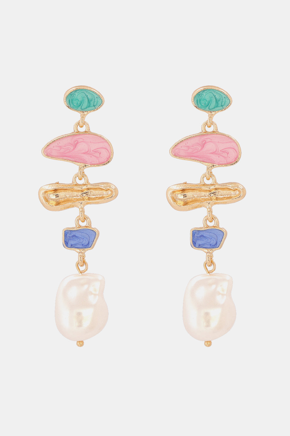 Zinc Alloy Synthetic Pearl Dangle Earrings