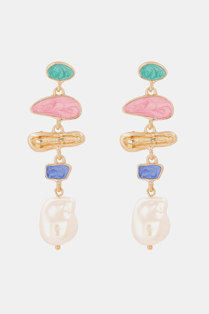 Zinc Alloy Synthetic Pearl Dangle Earrings