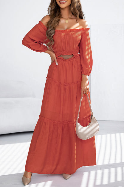 Deep Orange Dinner Date Maxi Dress