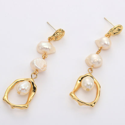 Gold-Plated Freshwater Pearl Drop Earrings