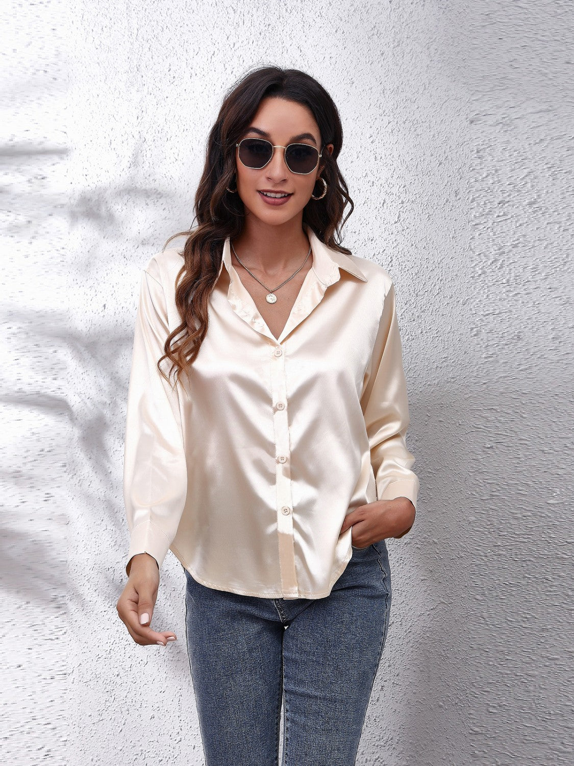 Button Up Classic Satin Shirt