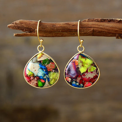 18K Gold-Plated Vibrant Natural Stone Earrings