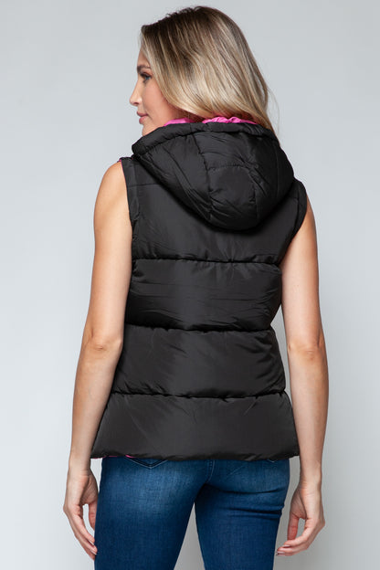 Snobbish Snap and Zip Closure Hooded Contrast Vest