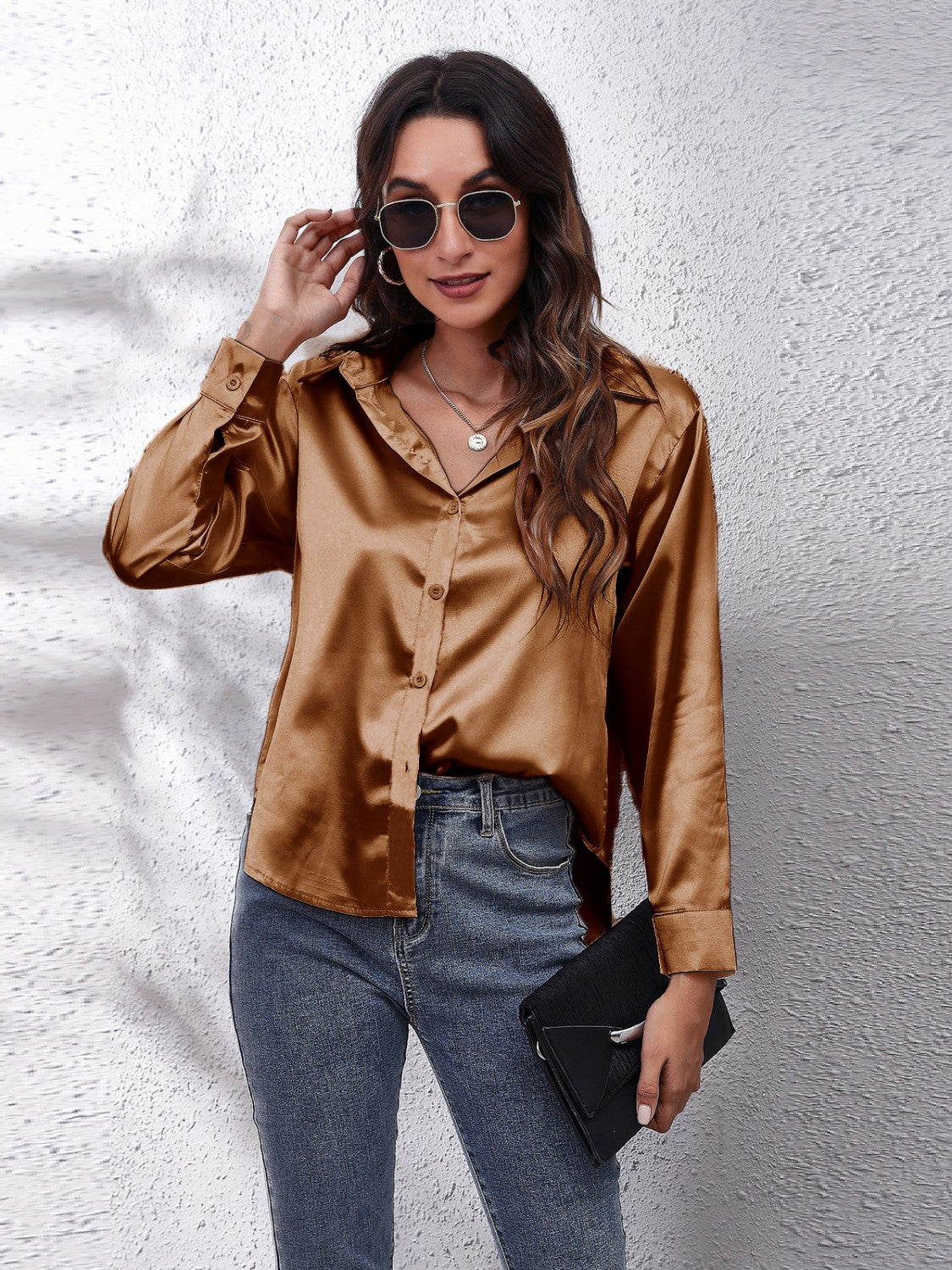 Button Up Classic Satin Shirt