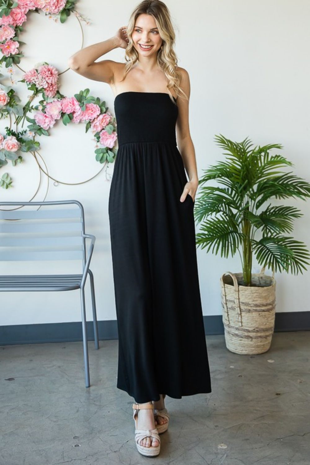 Sarah Size Inclusive Strapless Maxi Dress with Pockets