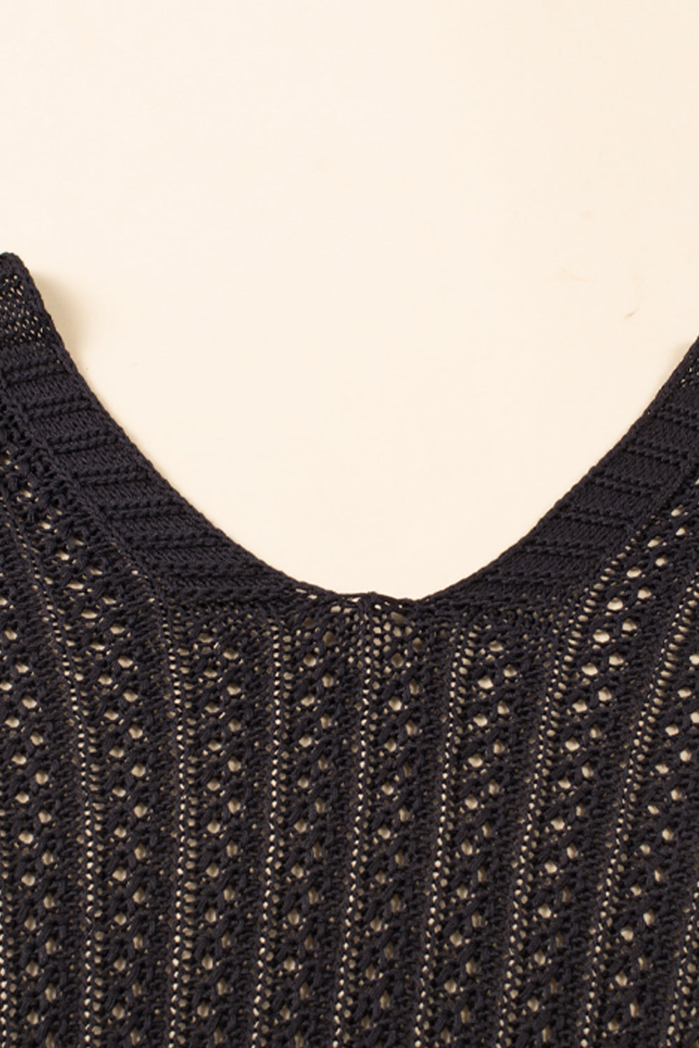 Black Hollow-out Knit Kimono Lightweight Cardigan