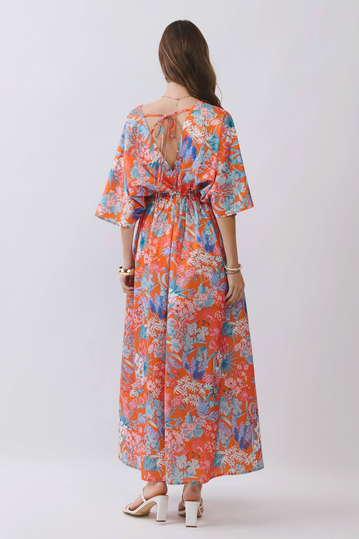 Minna Floral V Neck Empire Waist Maxi Dress