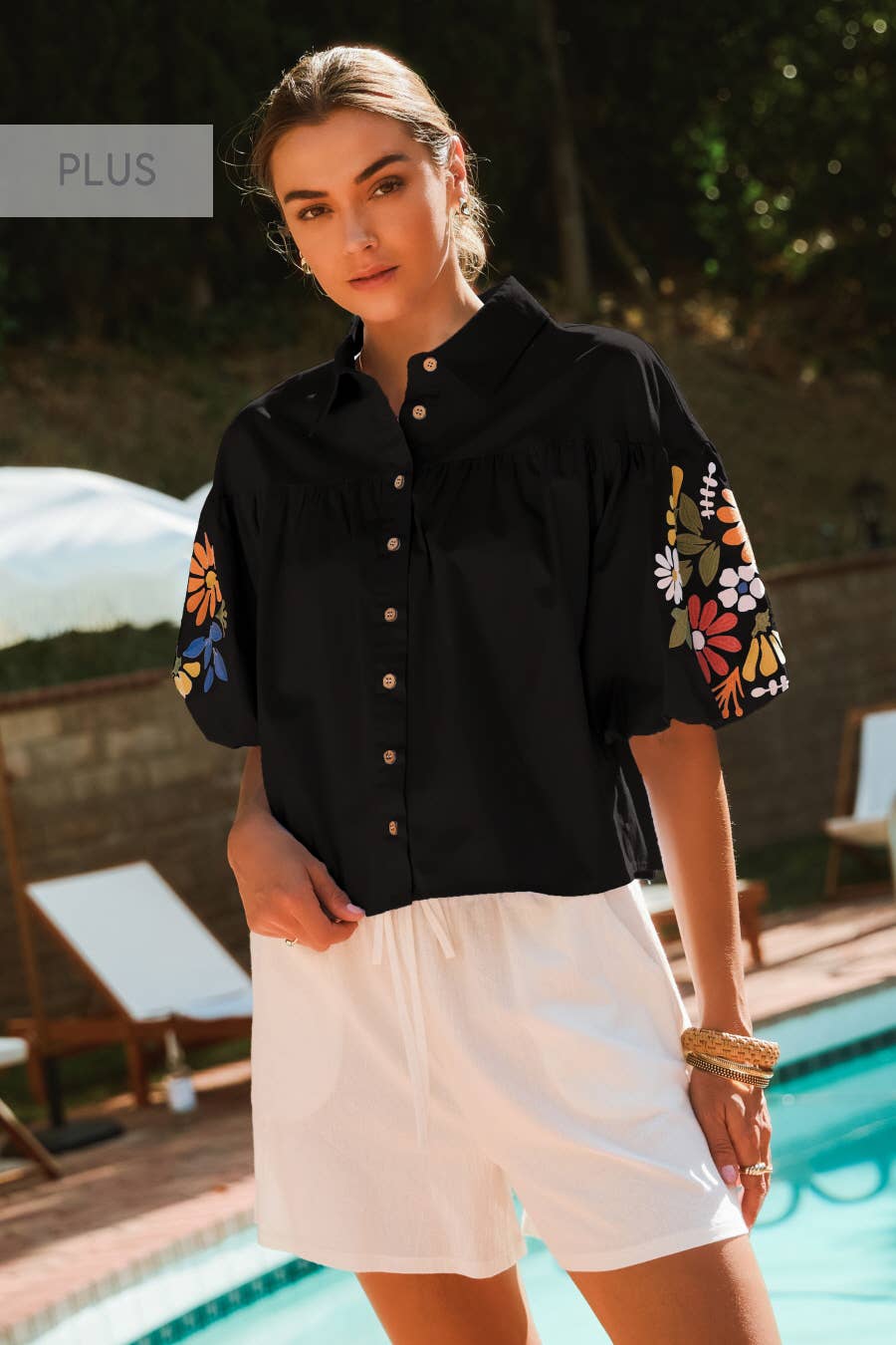 Emily Embroidery Classic Collar Shirts