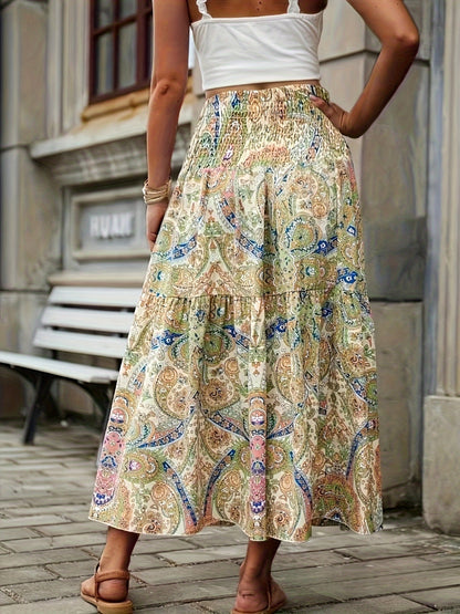 The Dreamy Tier Paisley High Waist Skirt