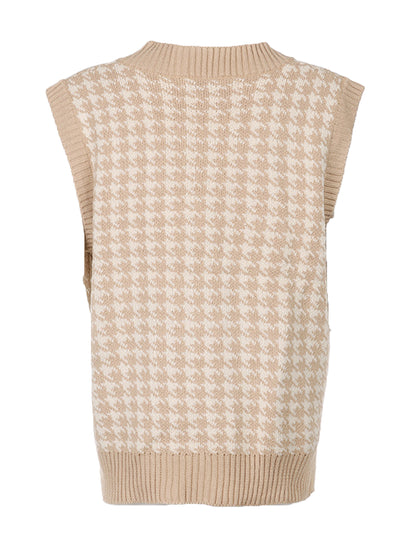 Houndstooth V-Neck Sweater Vest