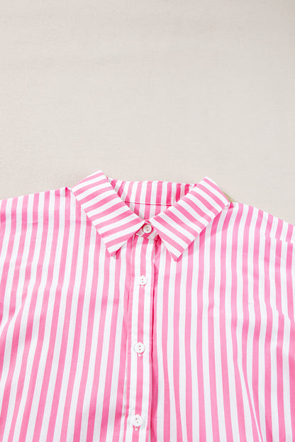 Anne Pink Stripe Dolman Sleeve Oversize Shirt