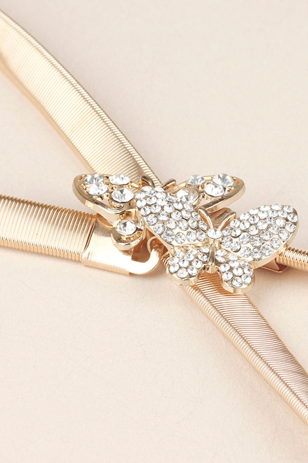 Rhinestone Butterfly Elastic Metal Belt