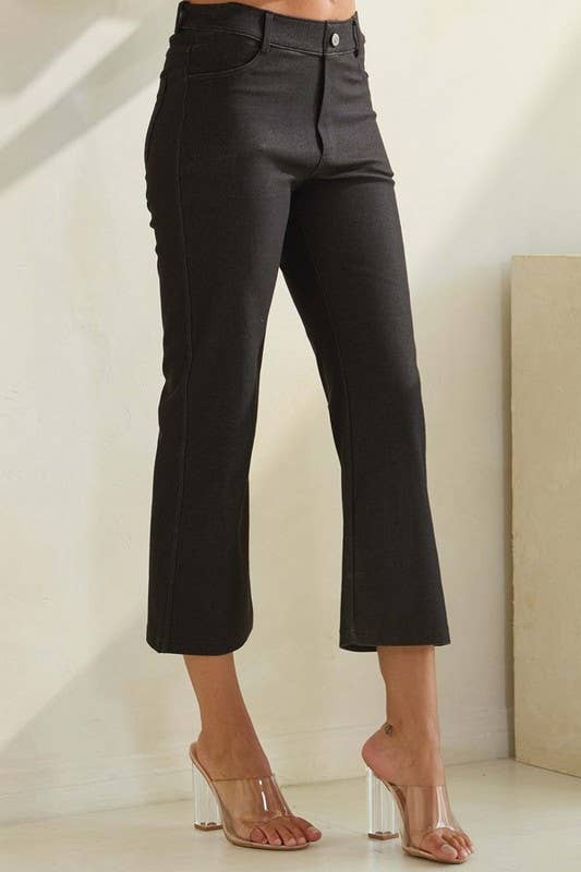 Women's Classic Solid Straight Leg Crop Pants