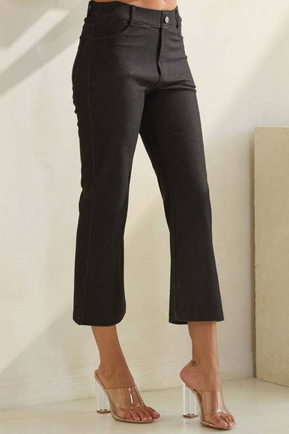 Women's Classic Solid Straight Leg Crop Pants