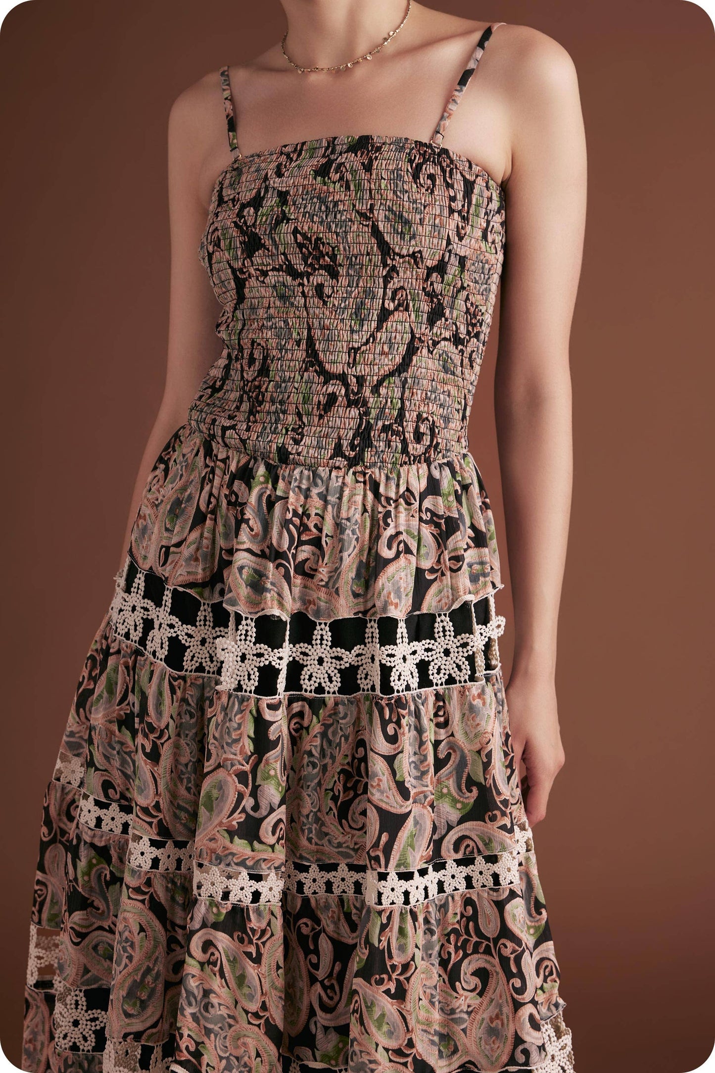 Posh Paisley Eyelet Lace Midi Dress